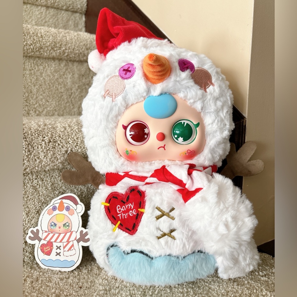 Baby three Christmas edition 400% Snowman Plush Toy - White and Red